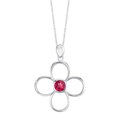 Ruby Pendant Earrings Set Sterling Silver Round Shape 3 Carats