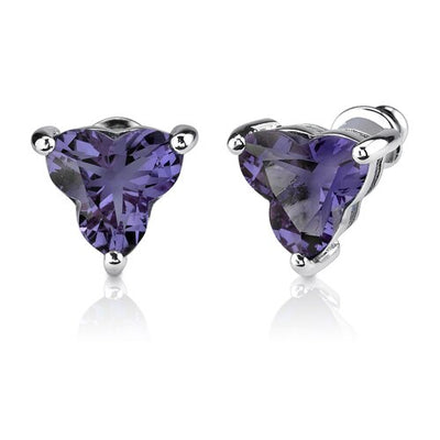 Alexandrite Pendant Earrings Set Sterling Silver Triflower