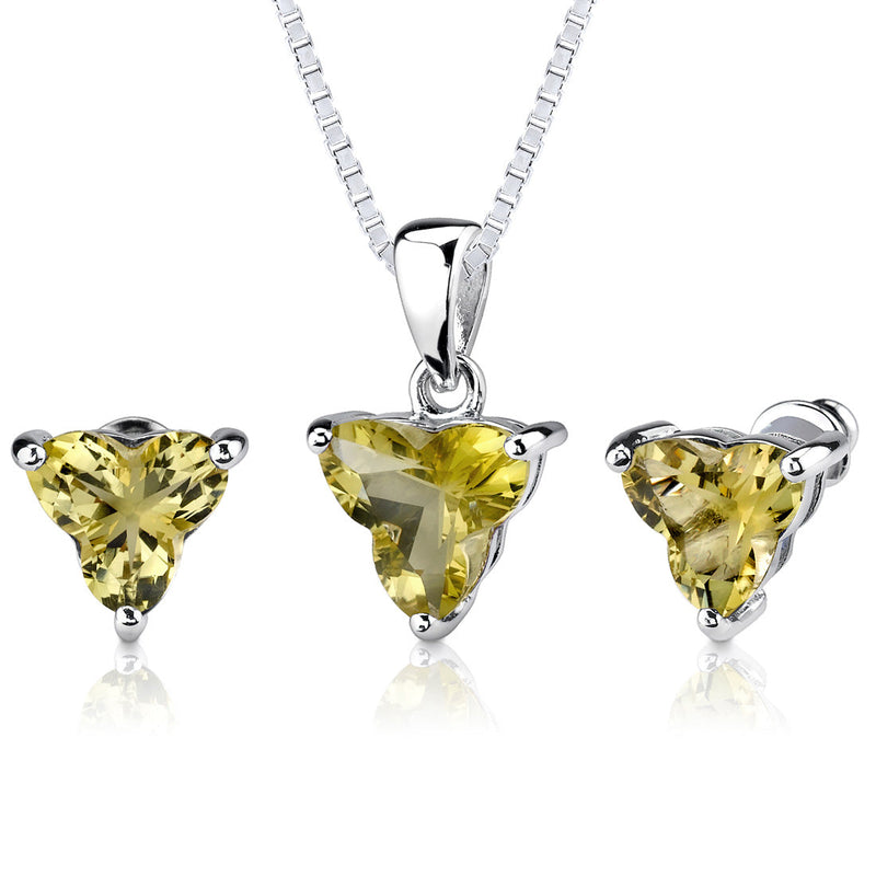 Lemon Quartz 6.75 carats Pendant Earrings Set in Sterling Silver