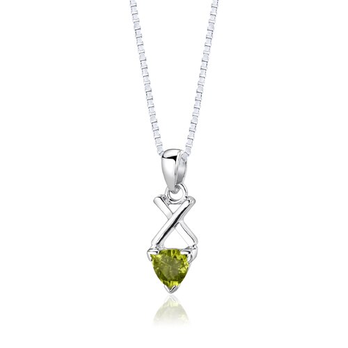 Peridot Pendant Earrings Set Sterling Silver Trillion 1.75 cts