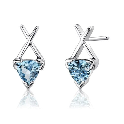 London Blue Topaz Pendant Earrings Set Sterling Silver Trillion