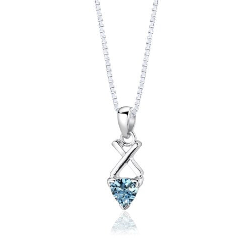 London Blue Topaz Pendant Earrings Set Sterling Silver Trillion