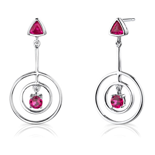 Ruby Sterling Silver Pendant Earrings Set