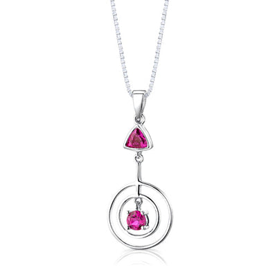 Ruby Sterling Silver Pendant Earrings Set