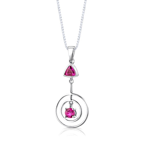 Ruby Sterling Silver Pendant Earrings Set