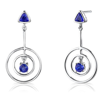 Sterling Silver Multishape Sapphire Pendant Earrings Set