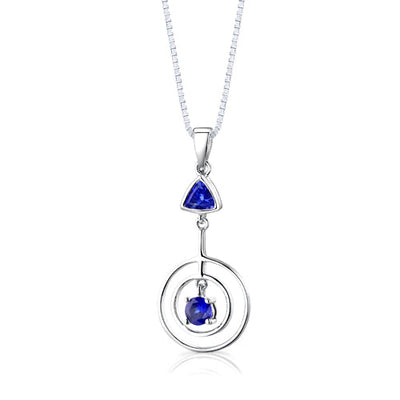 Sterling Silver Multishape Sapphire Pendant Earrings Set