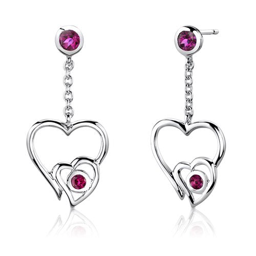 Ruby Pendant Earrings Set Sterling Silver Round Shape 1.5 carat