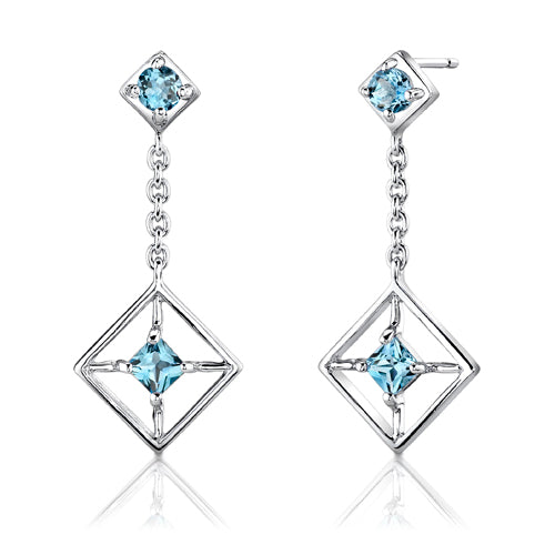 Swiss Blue Topaz Sterling Silver Pendant and Earrings Set