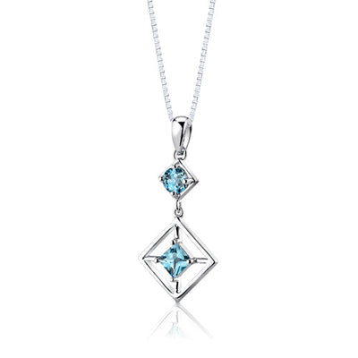 Swiss Blue Topaz Sterling Silver Pendant and Earrings Set