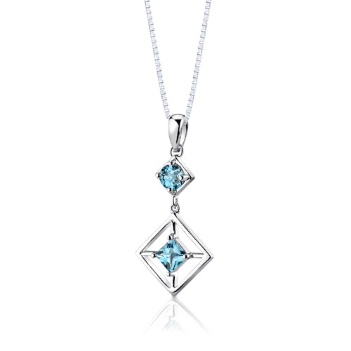 Swiss Blue Topaz Sterling Silver Pendant and Earrings Set