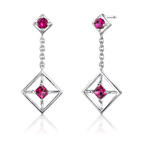 Ruby Sterling Silver Pendant Earrings Set