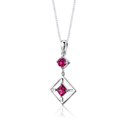 Ruby Sterling Silver Pendant Earrings Set