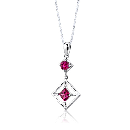 Ruby Sterling Silver Pendant Earrings Set