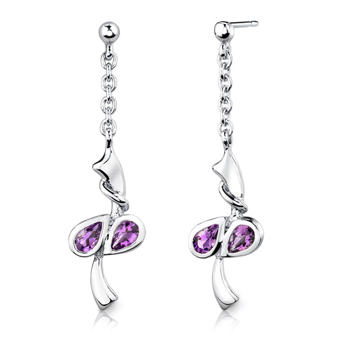 Amethyst Pendant Earrings Set Sterling Silver 1.50 Carats