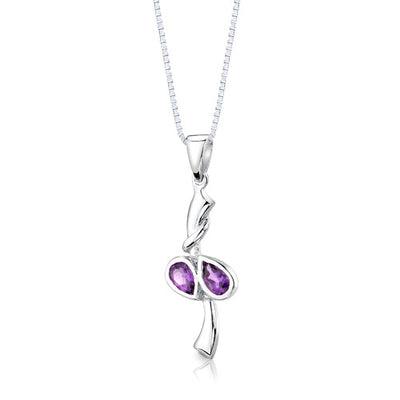 Amethyst Pendant Earrings Set Sterling Silver 1.50 Carats