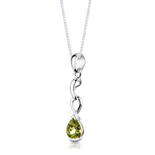 Peridot Pendant Earrings Set Sterling Silver Pear Shape 1.5 cts