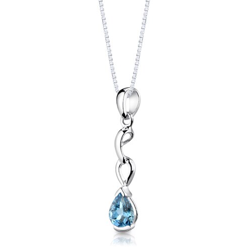 Swiss Blue Topaz Pendant Earrings Set Sterling Silver Pear