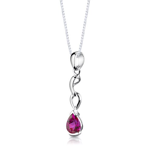 Ruby Pendant Earrings Set Sterling Silver Pear Shape 1.75 carat