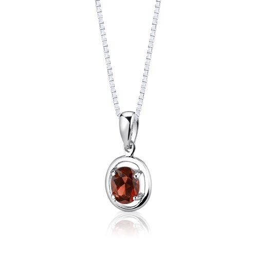 Garnet Pendant Earrings Set Sterling Silver Oval Shape 2 Carats