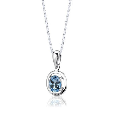 Swiss Blue Topaz Pendant Earrings Set Sterling Silver Oval