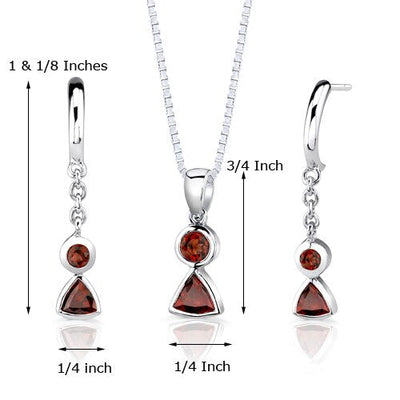 1.75 cts Round Cut Garnet Sterling Silver Set