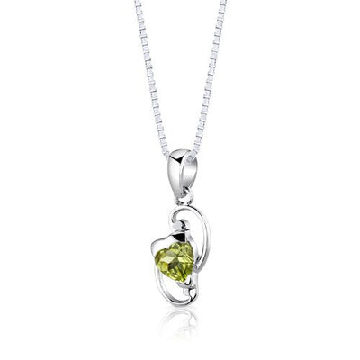 Peridot Pendant Earrings Set Sterling Silver Heart 1.75 Carats