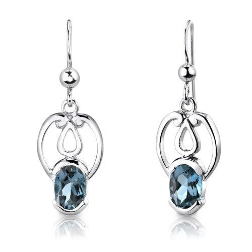 London Blue Topaz Pendant Earrings Set Sterling Silver Oval