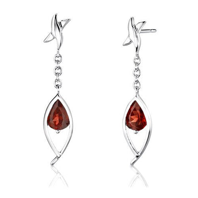 Garnet Pendant Earrings Set Sterling Silver Pear Shape 2.25 cts