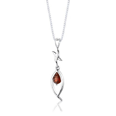 Garnet Pendant Earrings Set Sterling Silver Pear Shape 2.25 cts