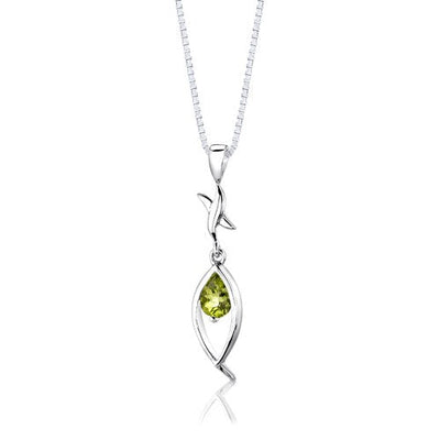 Peridot Pendant Earrings Set Sterling Silver Pear Shape 2 carat