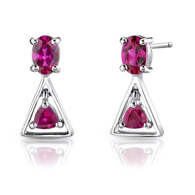 2.75 cts Oval Cut Ruby Sterling Silver Pendant Earrings Set