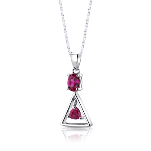 2.75 cts Oval Cut Ruby Sterling Silver Pendant Earrings Set