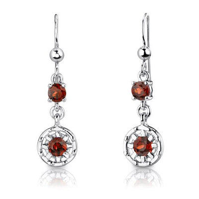 Garnet Pendant Earrings Set Sterling Silver Round 2.75 Carats