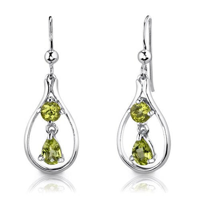 2.5 cts Pear Cut Peridot Sterling Silver Set