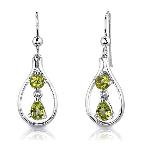 2.5 cts Pear Cut Peridot Sterling Silver Set