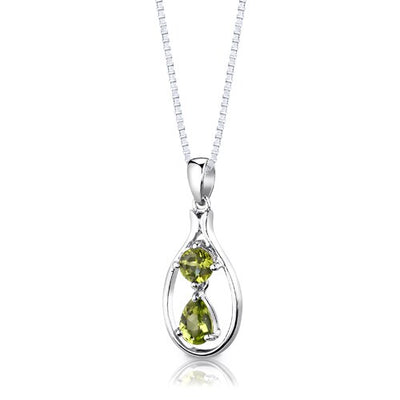 2.5 cts Pear Cut Peridot Sterling Silver Set