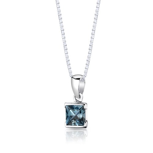 London Blue Topaz Pendant Earrings Set Sterling Silver Princess