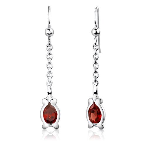 Garnet Pendant Earrings Set Sterling Silver