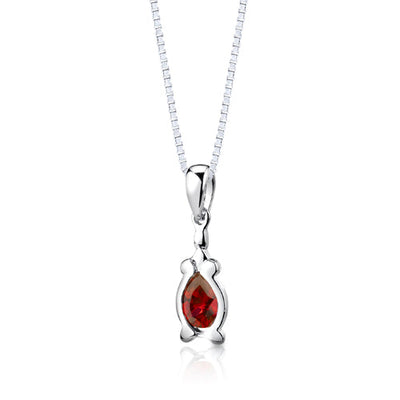 Garnet Pendant Earrings Set Sterling Silver