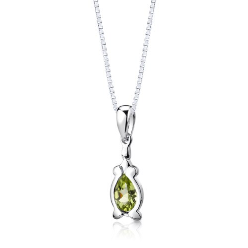 Peridot Pendant Earrings Set Sterling Silver Pear 2.25 Carats