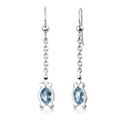 Swiss Blue Topaz Pendant Earrings Set Sterling Silver Pear