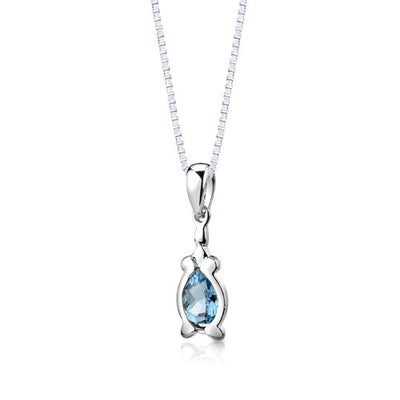 Swiss Blue Topaz Pendant Earrings Set Sterling Silver Pear