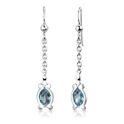 London Blue Topaz Pendant Earrings Set Sterling Silver Pear