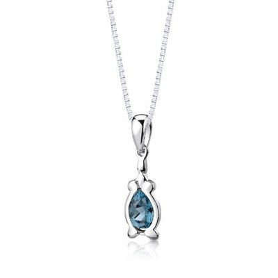 London Blue Topaz Pendant Earrings Set Sterling Silver Pear