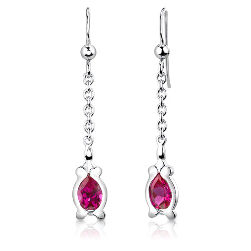 Ruby Pendant Earrings Set Sterling Silver