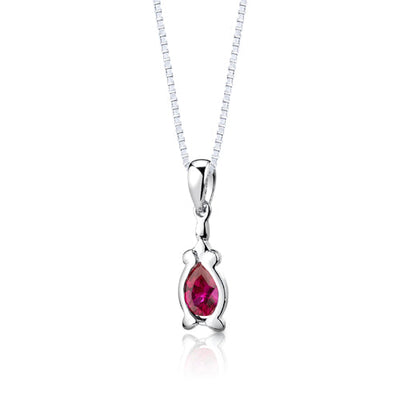 Ruby Pendant Earrings Set Sterling Silver