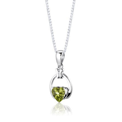 Peridot Pendant Earrings Set Sterling Silver Heart 1.75 Carats