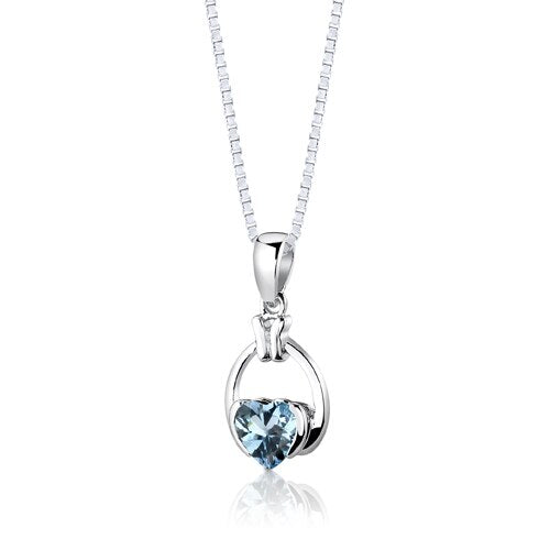 Swiss Blue Topaz Pendant Earrings Set Sterling Silver Heart