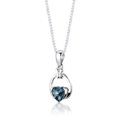 London Blue Topaz Pendant Earrings Set Sterling Silver Heart